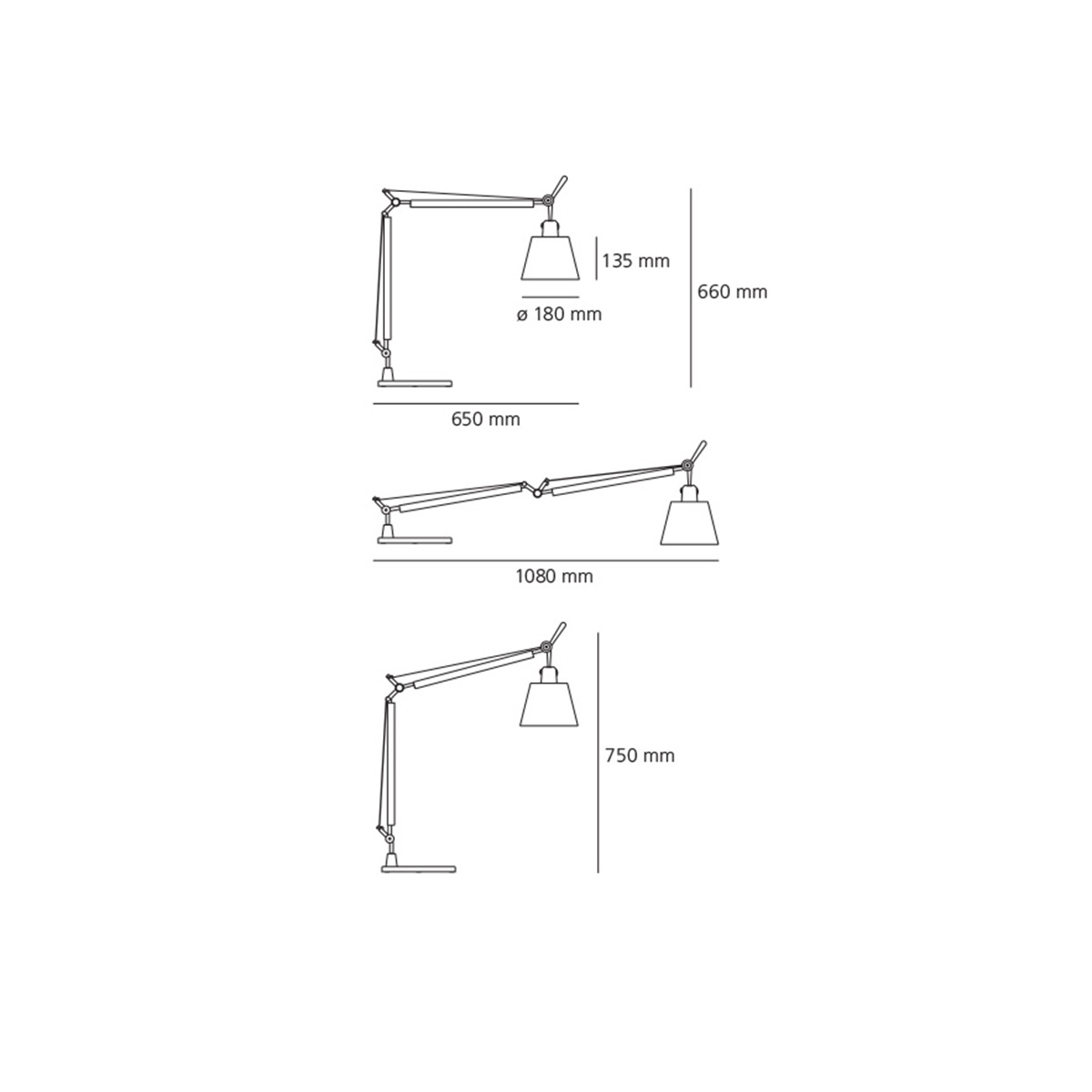 Artemide Tolomeo Basculante Tavolo, mit Tischfuß