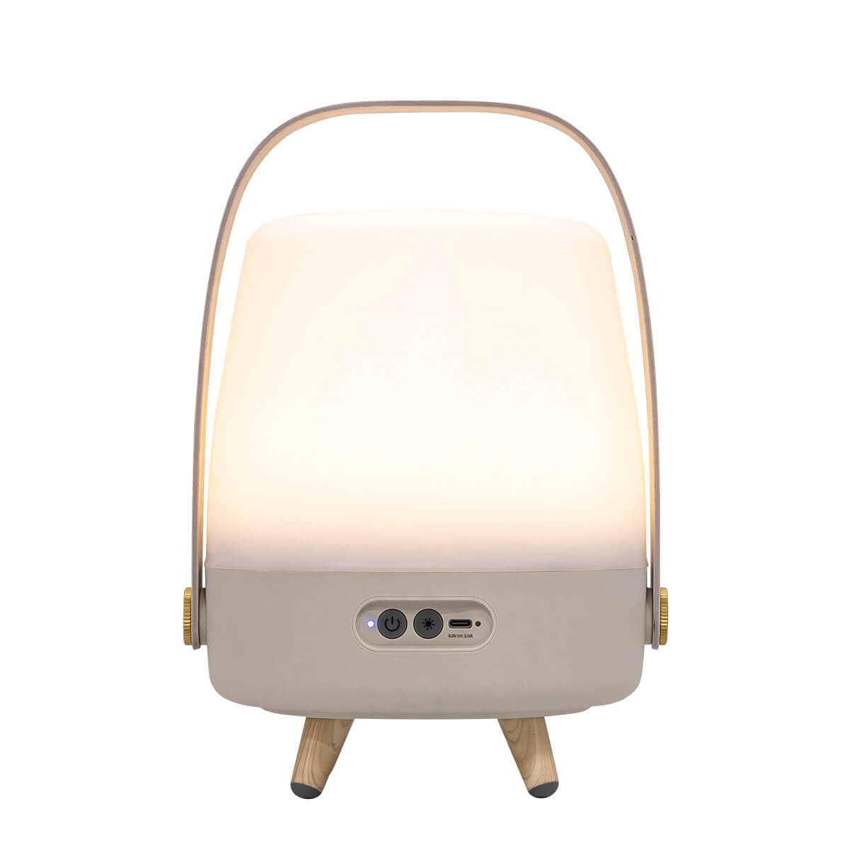 Kooduu Lite-up Play Mini 2.0 Sound by JBL LED Akkuleuchte & Bluetooth Lautsprecher, Sand, Rückseite (eingeschaltet)