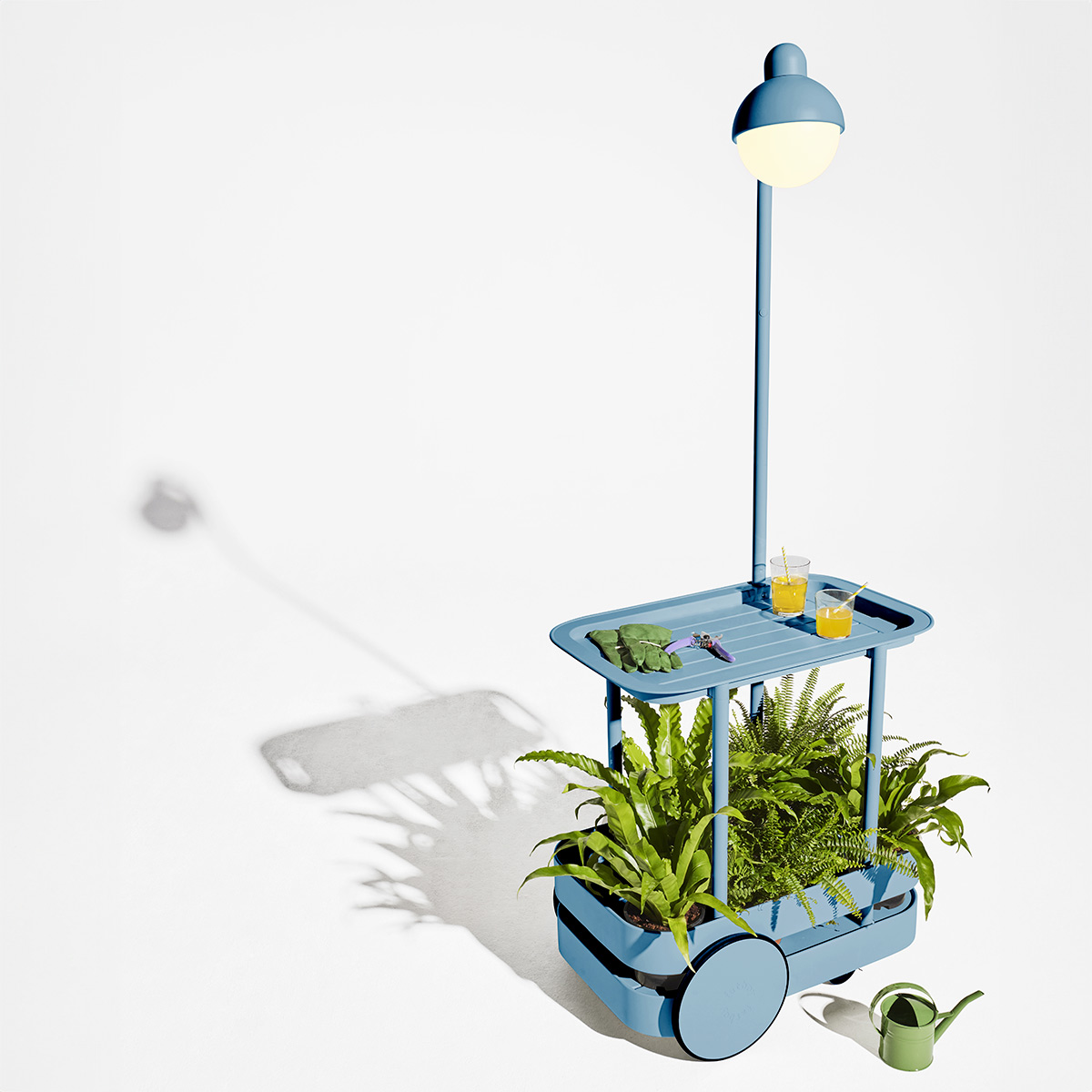Fatboy Jolly Trolley LED Akkuleuchte & Bar-Trolley, Wave blue (hellblau)