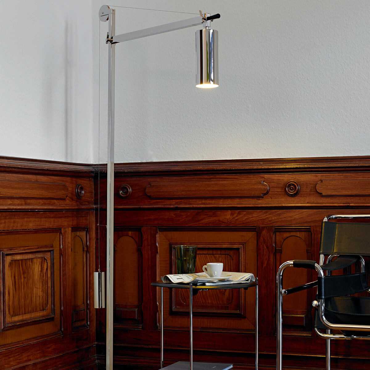 Tecnolumen BH 23 Bauhaus Stehleuchte, Metall vernickelt