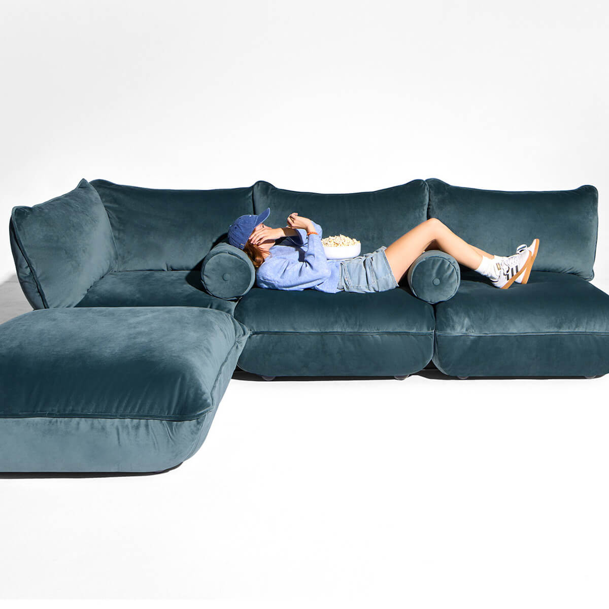 Fatboy Puff Rolster Pillow Velvet Recycled Kissen, petrol