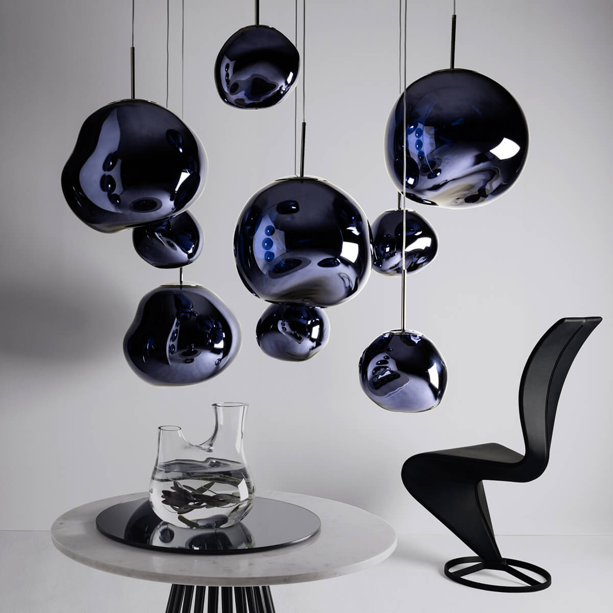 Tom Dixon Melt Mini LED Pendelleuchte und Melt LED Pendelleuchte, smoke