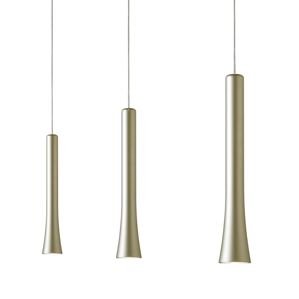 Oligo Rio LED Pendelleuchte, 3-flg., unsichtbare Höhenverstellung, Baldachin: Chrom, Pearl silver