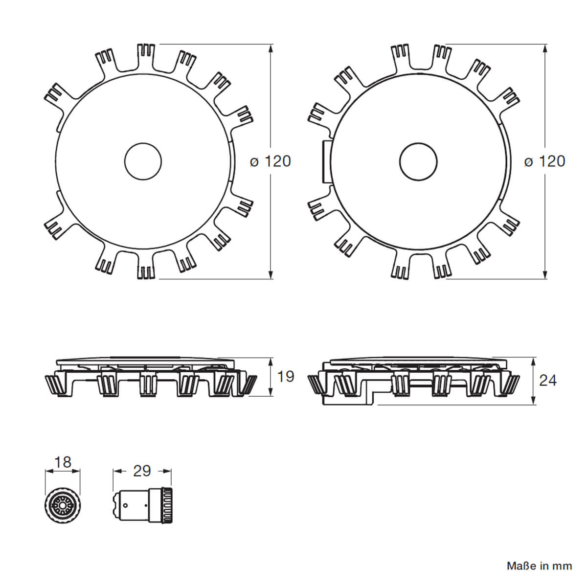Occhio clipLED Modul Sento, 2700 K, dimmbar, 20 W, für head beidseitig (Sento A, D, E), Maßzeichnung