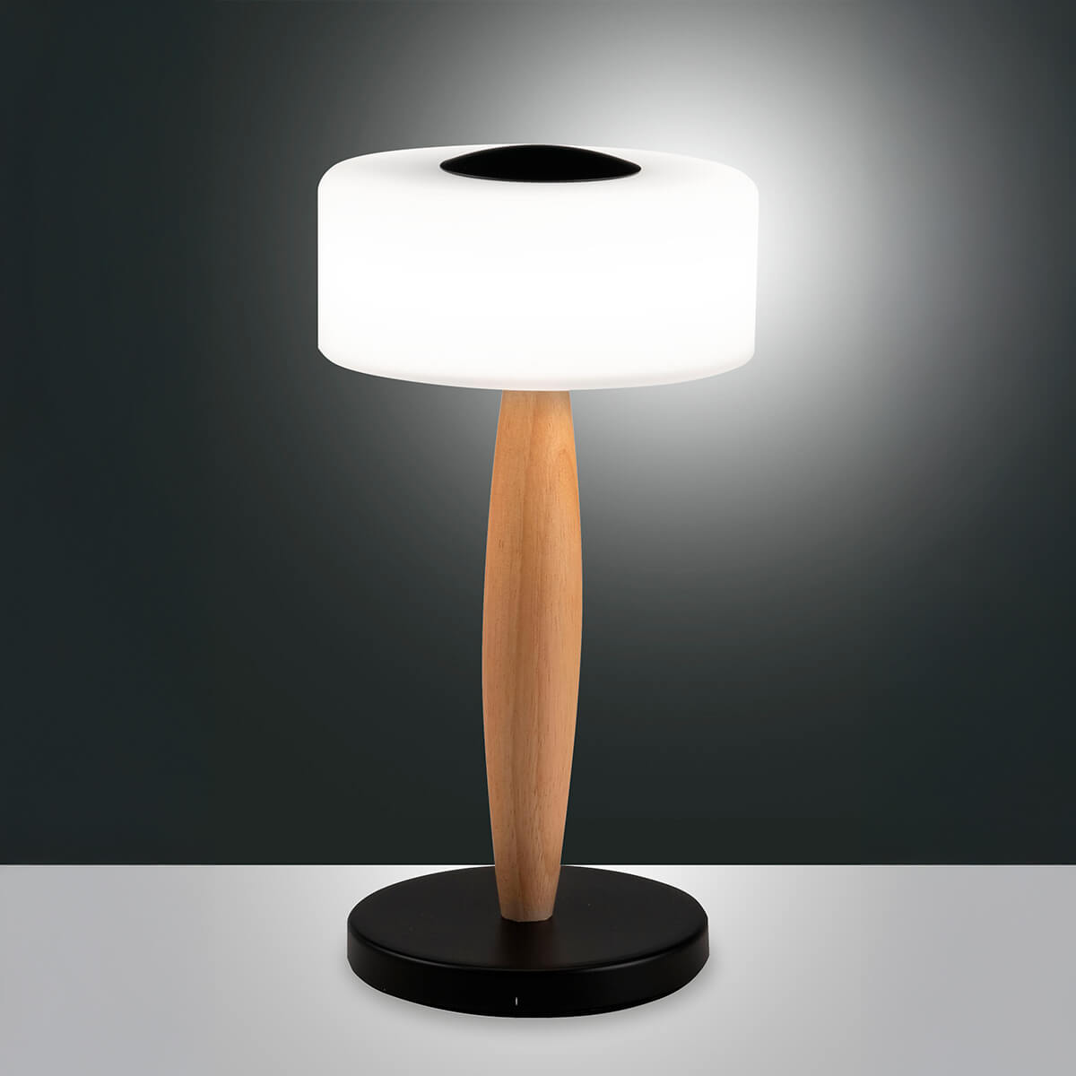 Fabas Luce Elea LED Tischleuchte, Eichenholz / schwarz