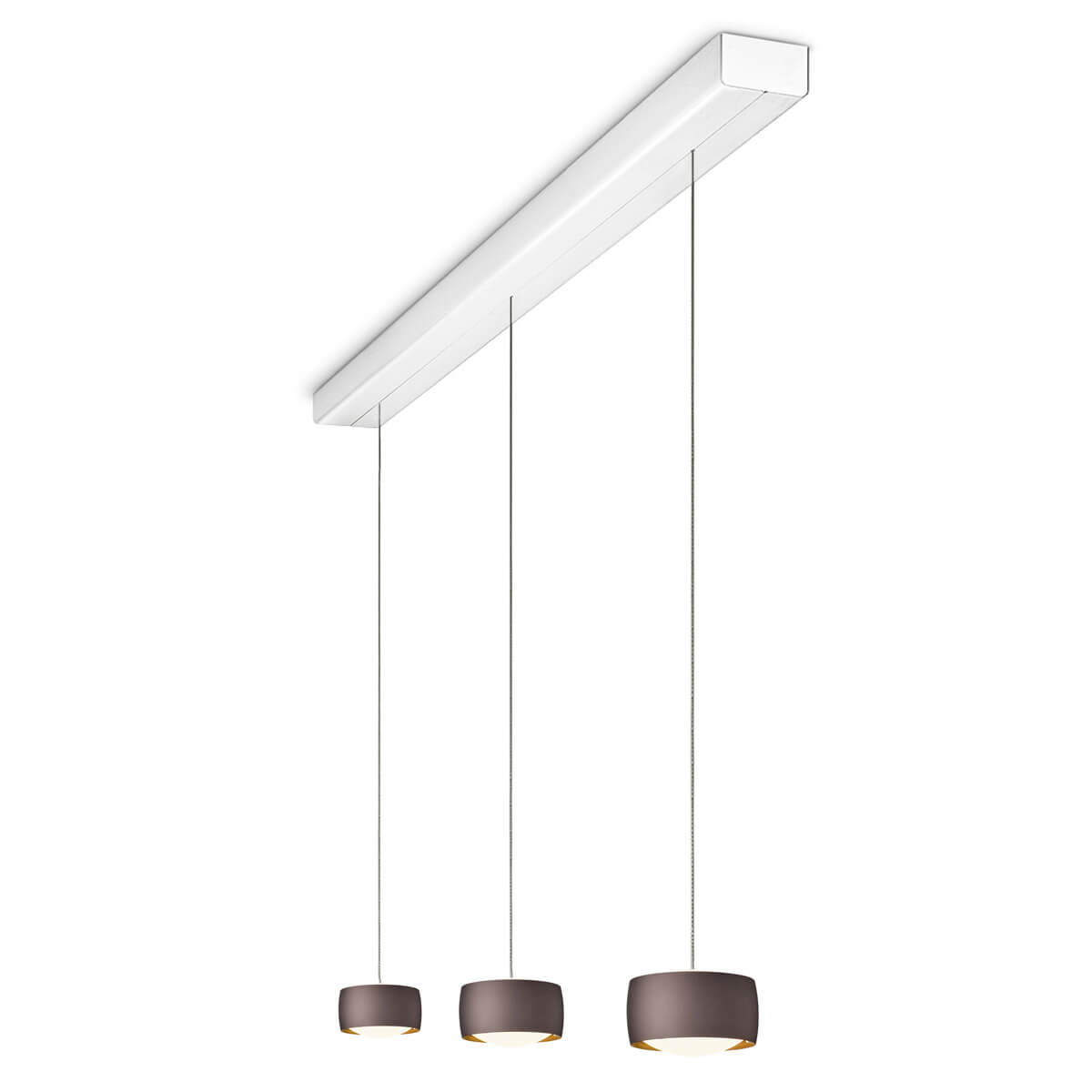 Oligo Grace LED Pendelleuchte, 3-flg., TW, unsichtbare Höhenverstellung, Baldachin: weiß, Brazilian brown
