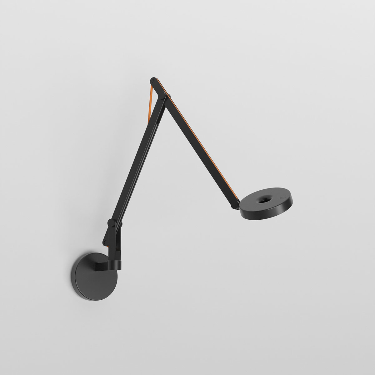 Rotaliana String W2 Mini Dim-To-Warm LED Wandleuchte, schwarz matt, Textilkabel: orange