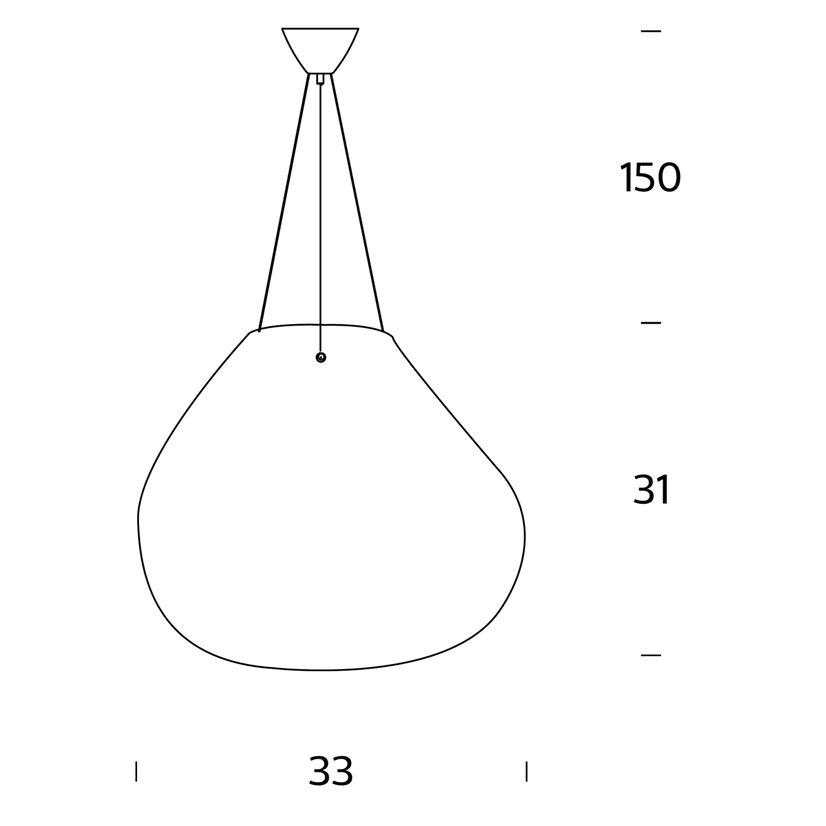 Fontana Arte Bolla Pendelleuchte, Breite: 33 cm