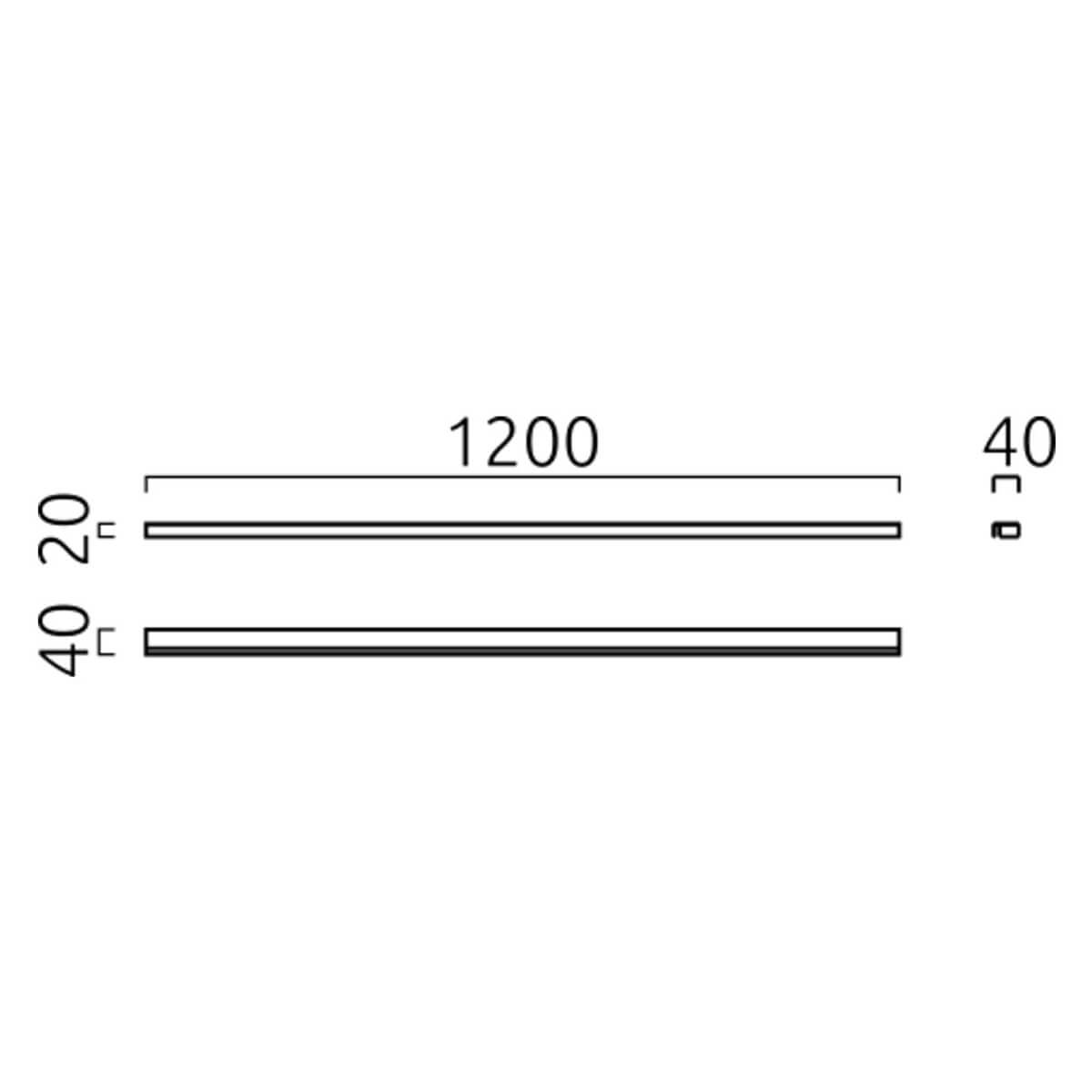 Helestra Onta LED Spiegelleuchte, Länge: 120 cm, Maßzeichnung