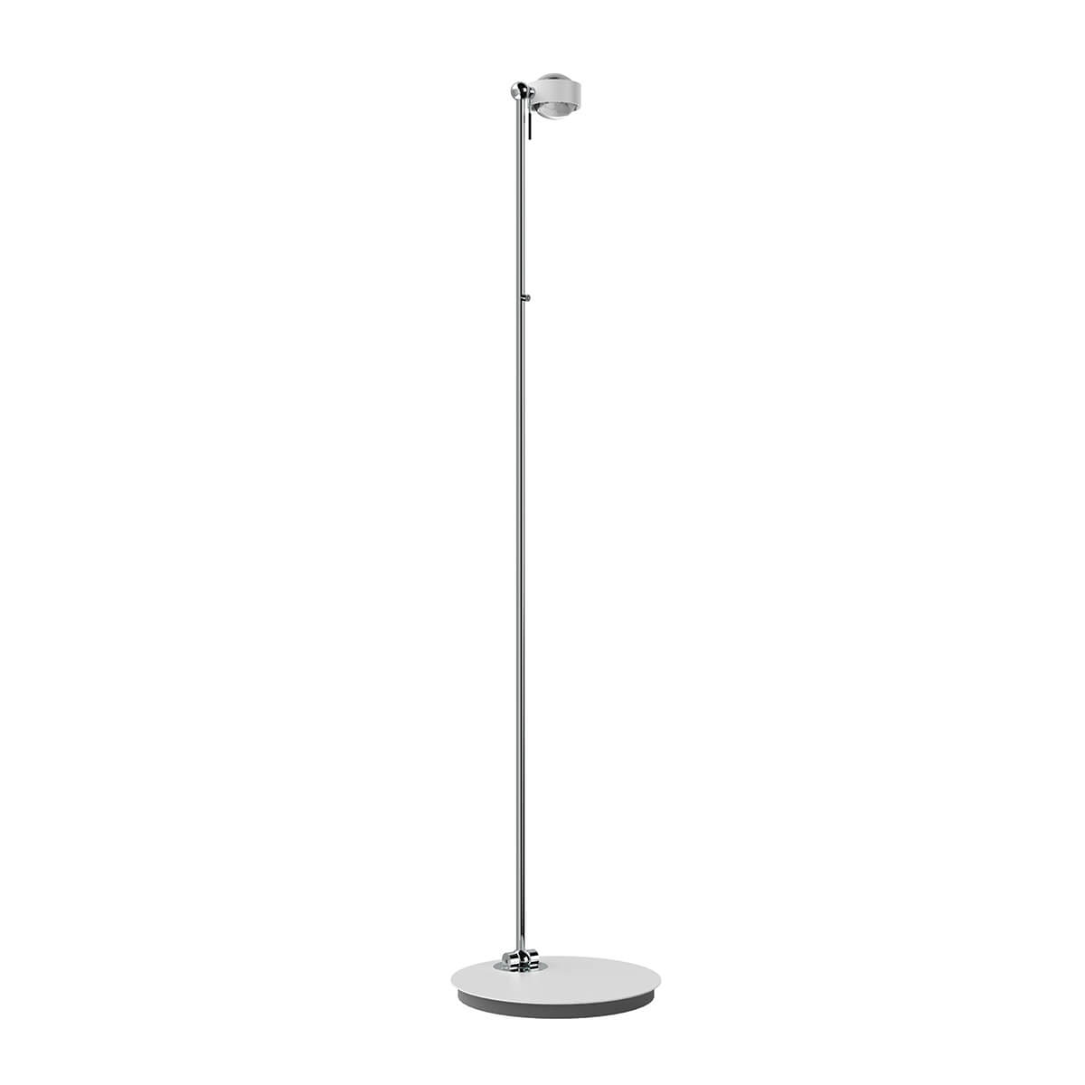 Top Light Puk Mini Floor Mini Single LED Stehleuchte, Gehäuse, weiß matt / Chrom, mit Linse klar / Glas satiniert (nicht inbegriffen)