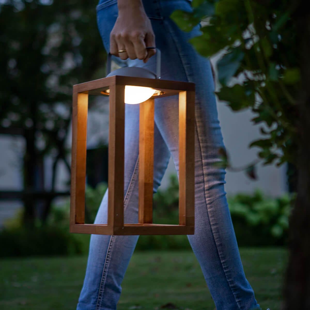 Fabas Luce Blend LED Akkuleuchte, Höhe: 41 cm, walnussfarben