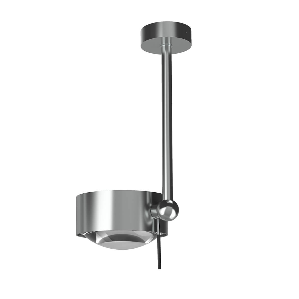 Top Light Puk Maxx Side Single Ceiling Deckenleuchte, 20 cm, Gehäuse, Chrom matt, mit Linse klar / Glas satiniert (nicht inbegriffen)