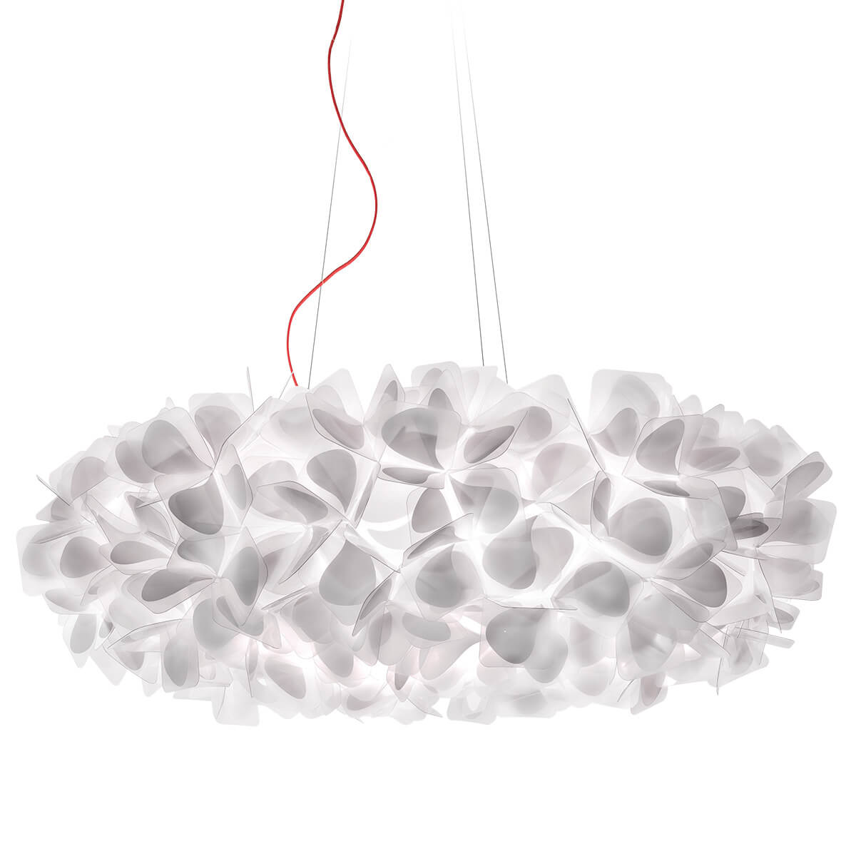 Slamp Clizia Mama non Mama Suspension 130, weiß, Textilkabel: rot
