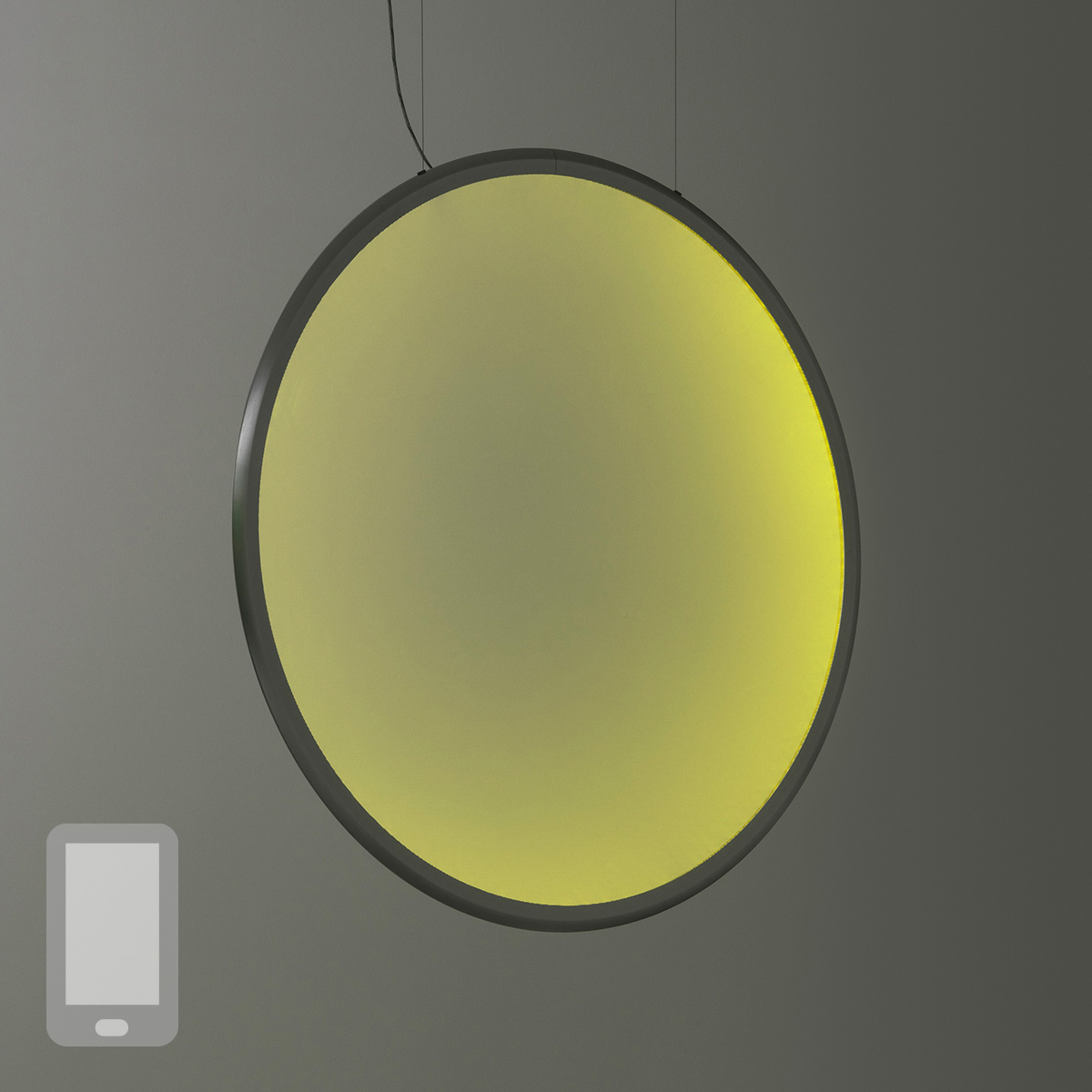 Artemide Discovery Vertical 70 RGBW LED Sospensione, App-kompatibel, Aluminium satiniert (Lichtfarbe gelb)
