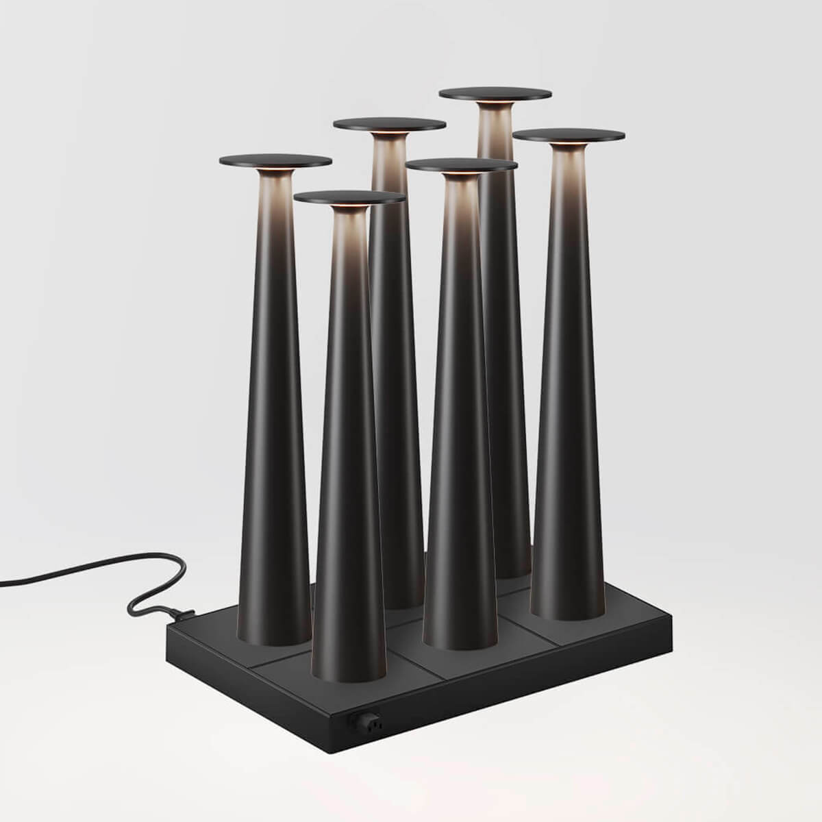 IP44.DE 6er Set Lix Skinny LED Akkuleuchte inkl. Multi-Kontaktladestation, jet black (schwarz)