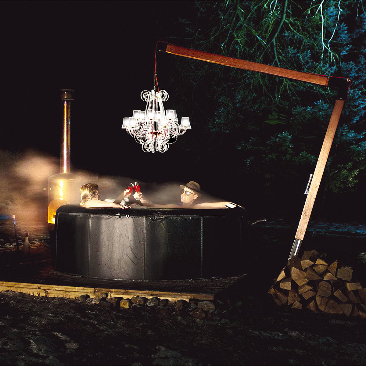 Fatboy Rockcoco 12.0 LED Outdoor Pendelleuchte, transparent