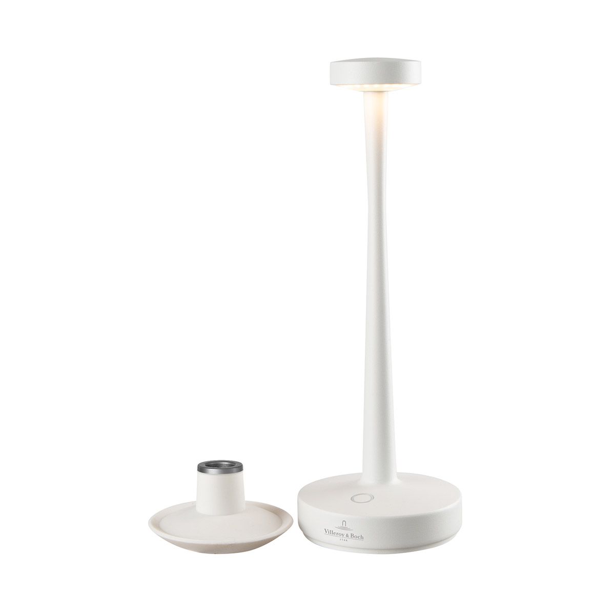 Villeroy & Boch Aarhus LED Akkuleuchte & Kerzenständer, weiß, abnehmbarer Kerzenhalter