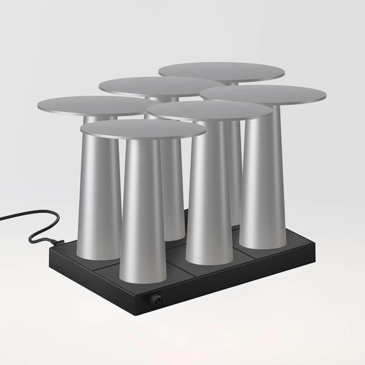IP44.DE 6er Set Lix Mini LED Akkuleuchte inkl. Multi-Kontaktladestation, frozen silver (Silber)