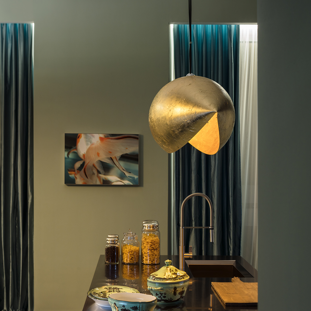 Catellani & Smith Malagola 55 / 110 Pendelleuchte, Länge: 55 cm, Gold (Foto: Nava-Rapacchietta)