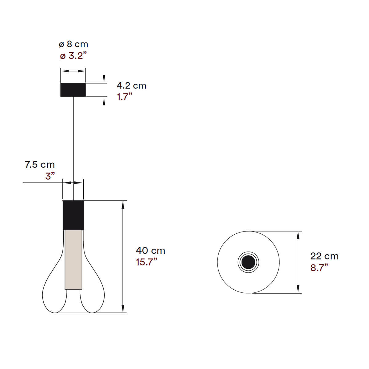 LZF Lamps Eris Pendelleuchte, Maßzeichnung