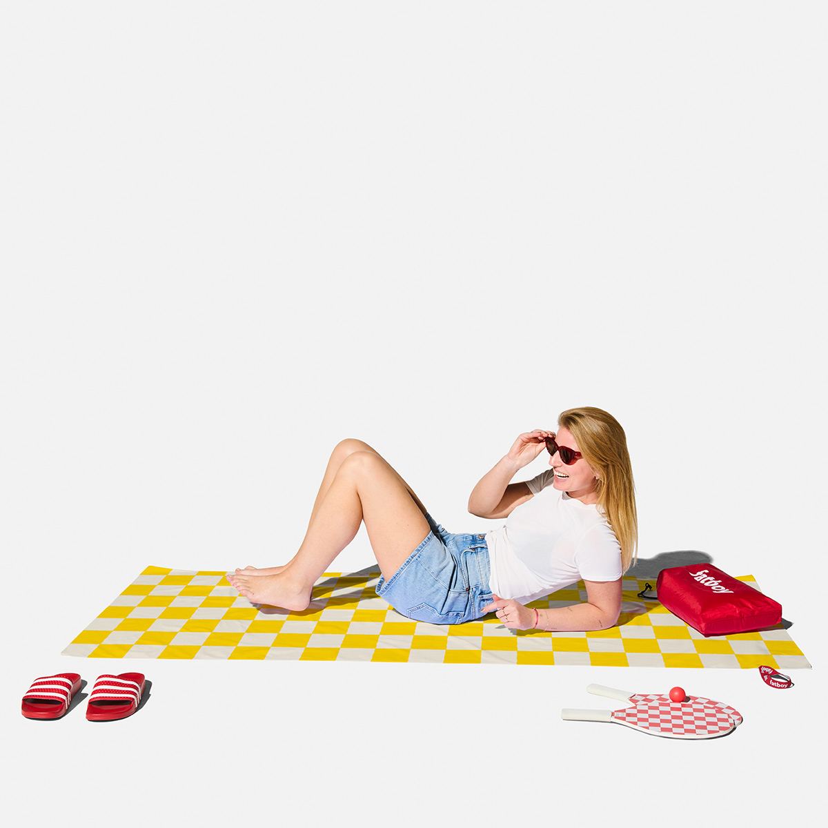 Fatboy Beach Baggy XL Strandtuch mit Kopfkissen, Chess Corn (gelb)