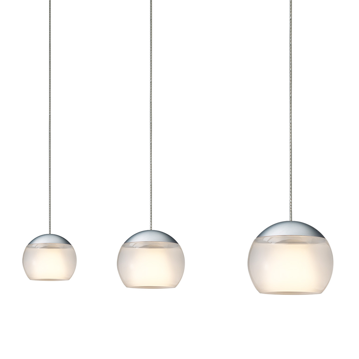 Oligo Balino LED Pendelleuchte, 3-flg., unsichtbare Höhenverstellung, Baldachin: weiß matt, Chrom matt / satiniert