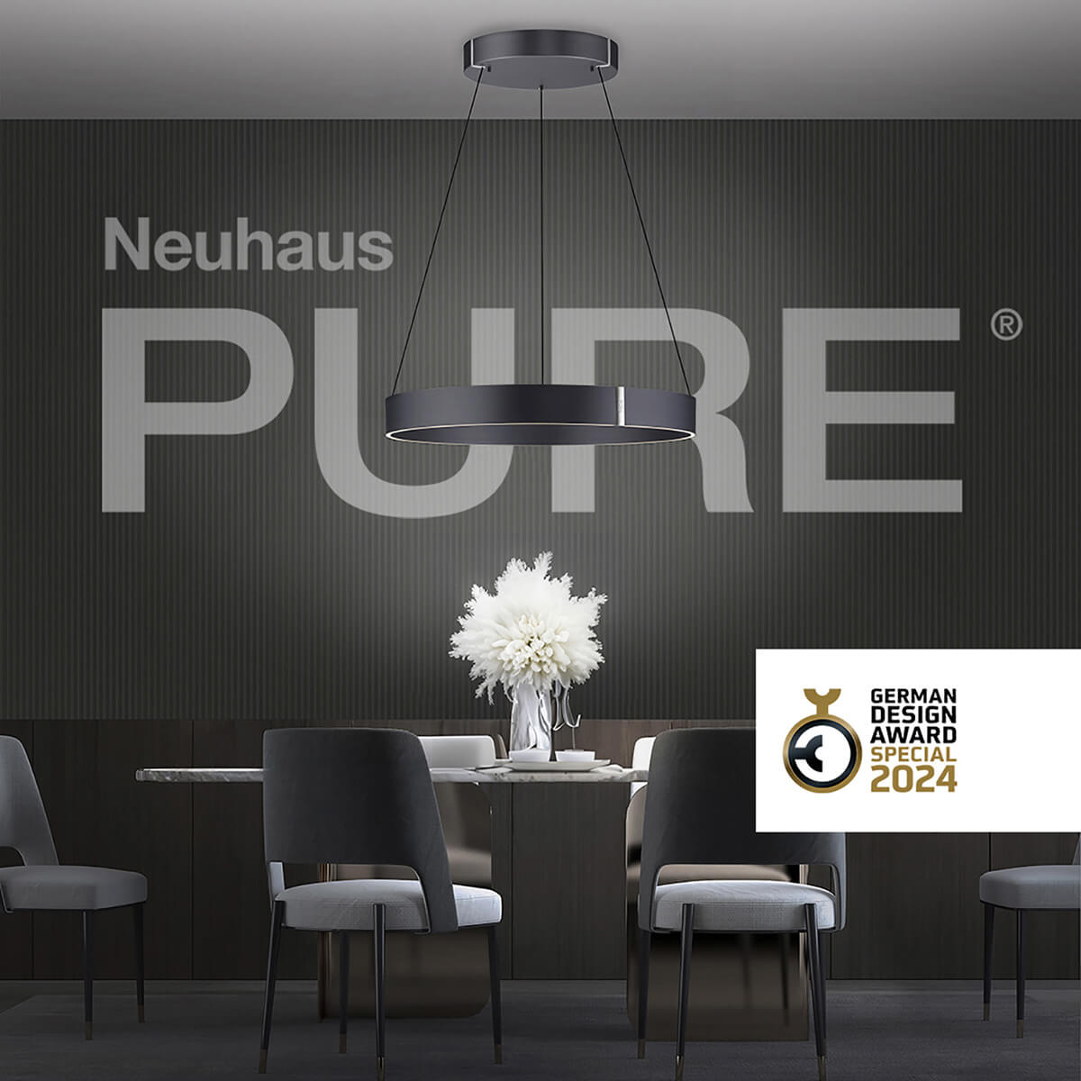 Neuhaus PURE E-Clipse LED Pendelleuchte, dunkelgrau
