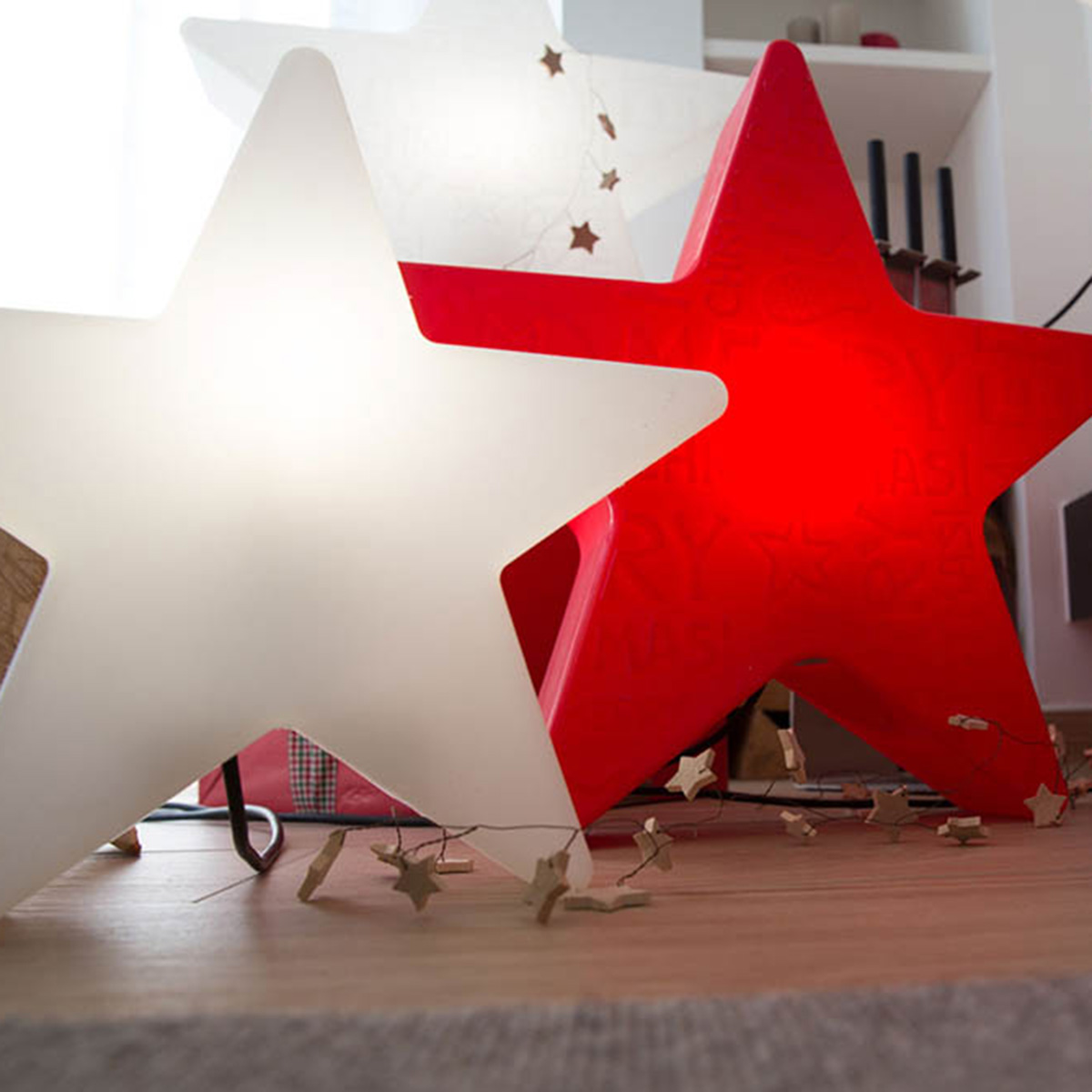 8 seasons design Shining Star Merry Christmas Dekoleuchte, Höhe: 54 cm, weiß und rot