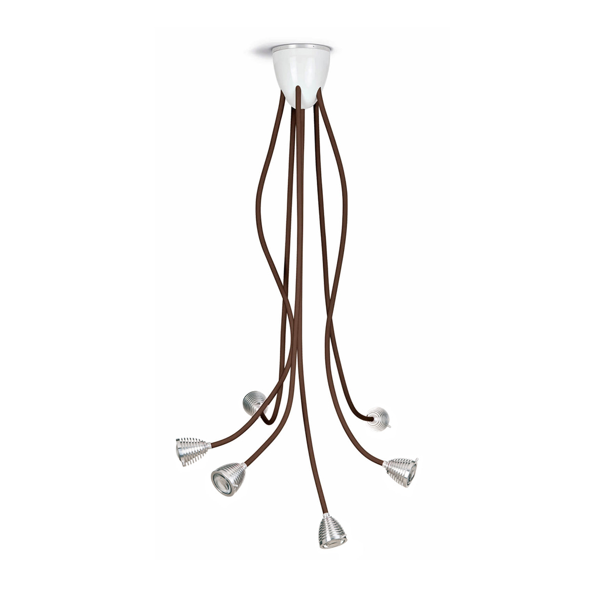 Less'n'more Athene LED Pendel - / Deckenleuchte, 6-flg., Textilkabel: braun