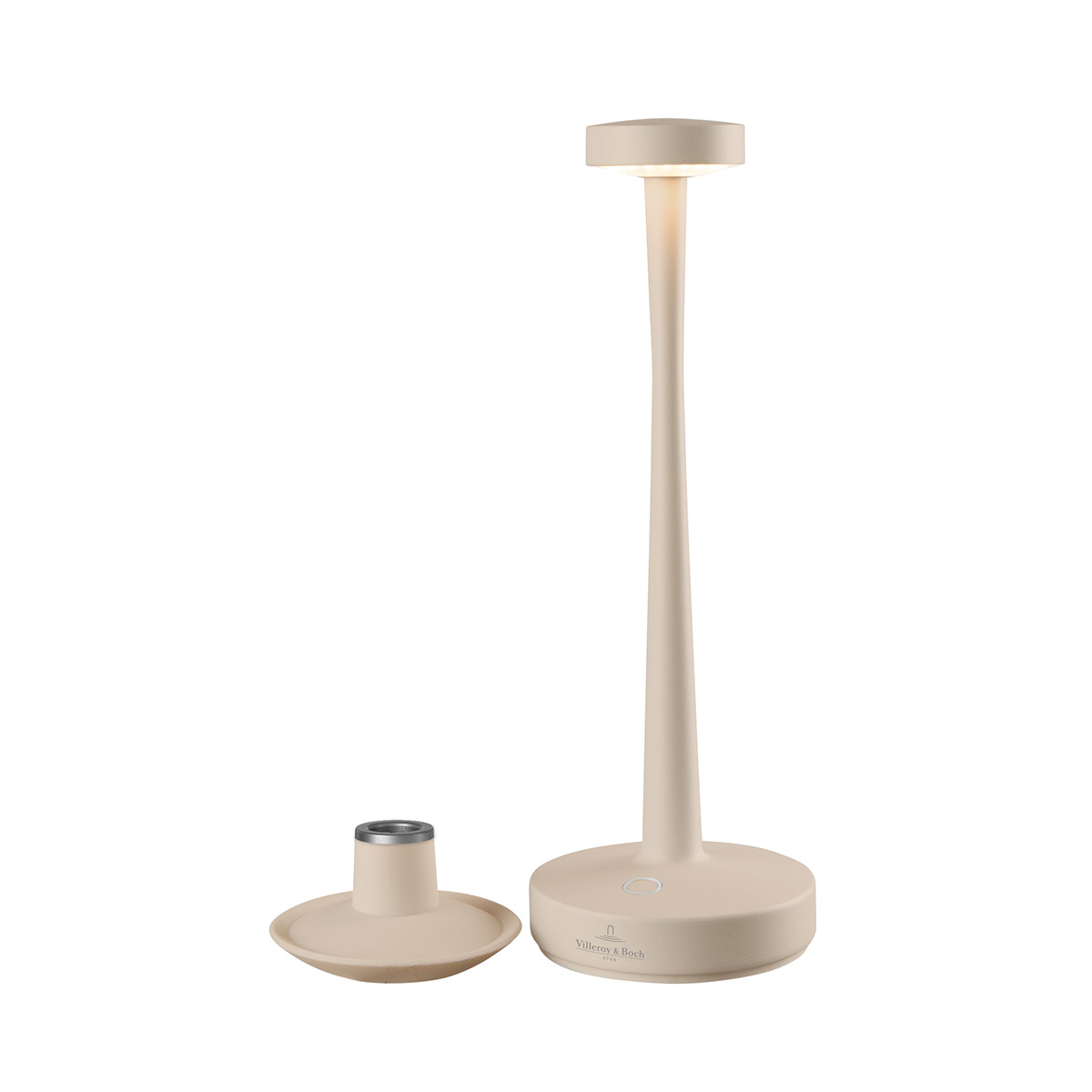 Villeroy & Boch Aarhus LED Akkuleuchte & Kerzenständer, Sand, abnehmbarer Kerzenhalter