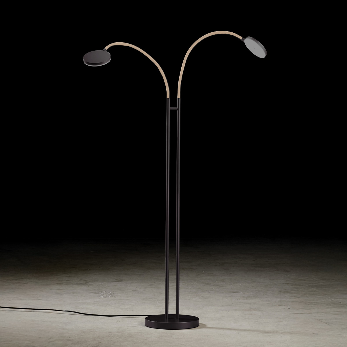Holtkötter Flex Twin LED Stehleuchte, schwarz / Sand