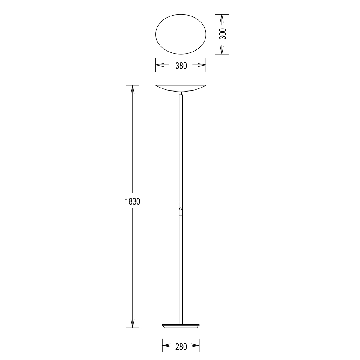 Knapstein Alma LED Deckenfluter, Maßzeichnung
