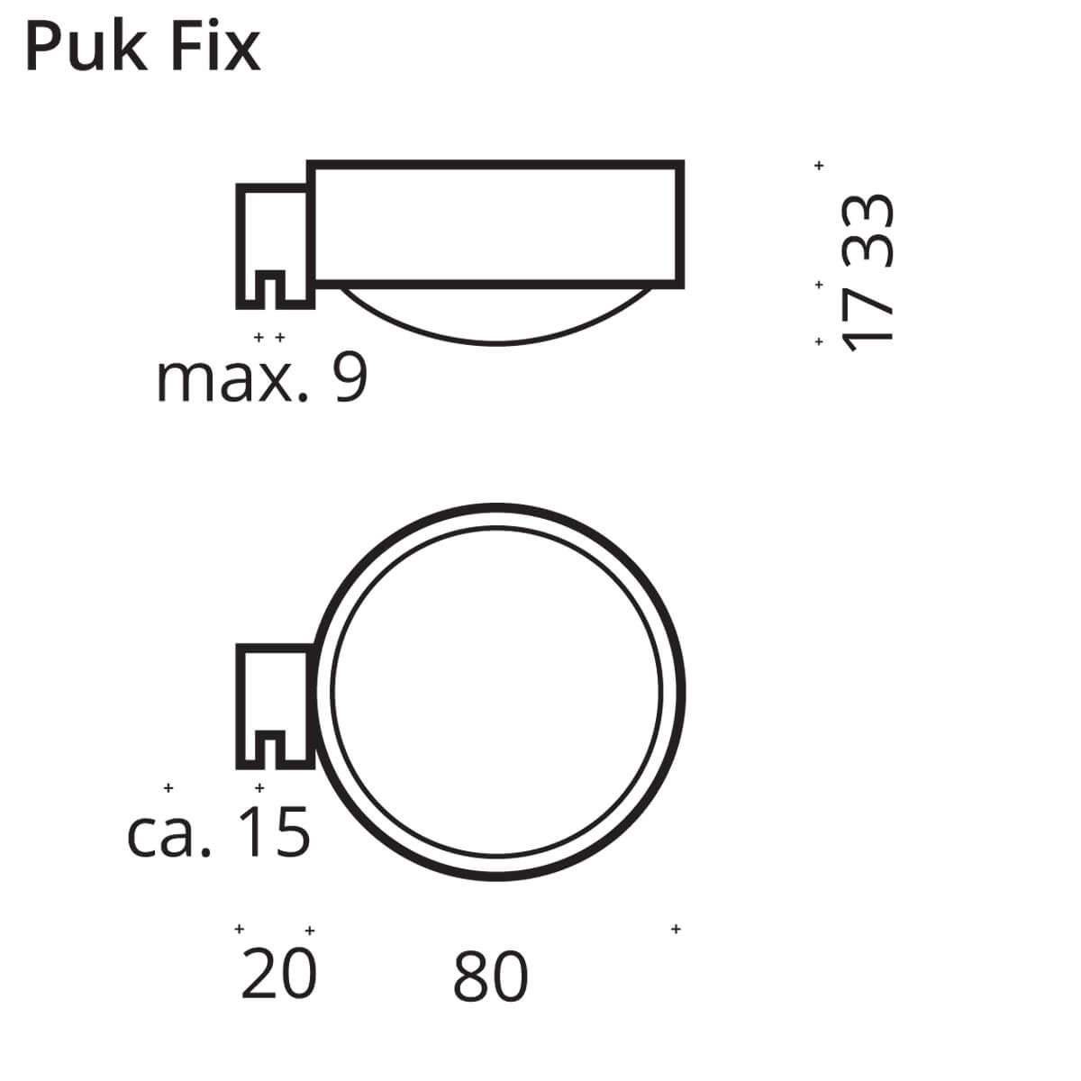 Top Light Puk Mini Fix Klemmleuchte, Maßzeichnung