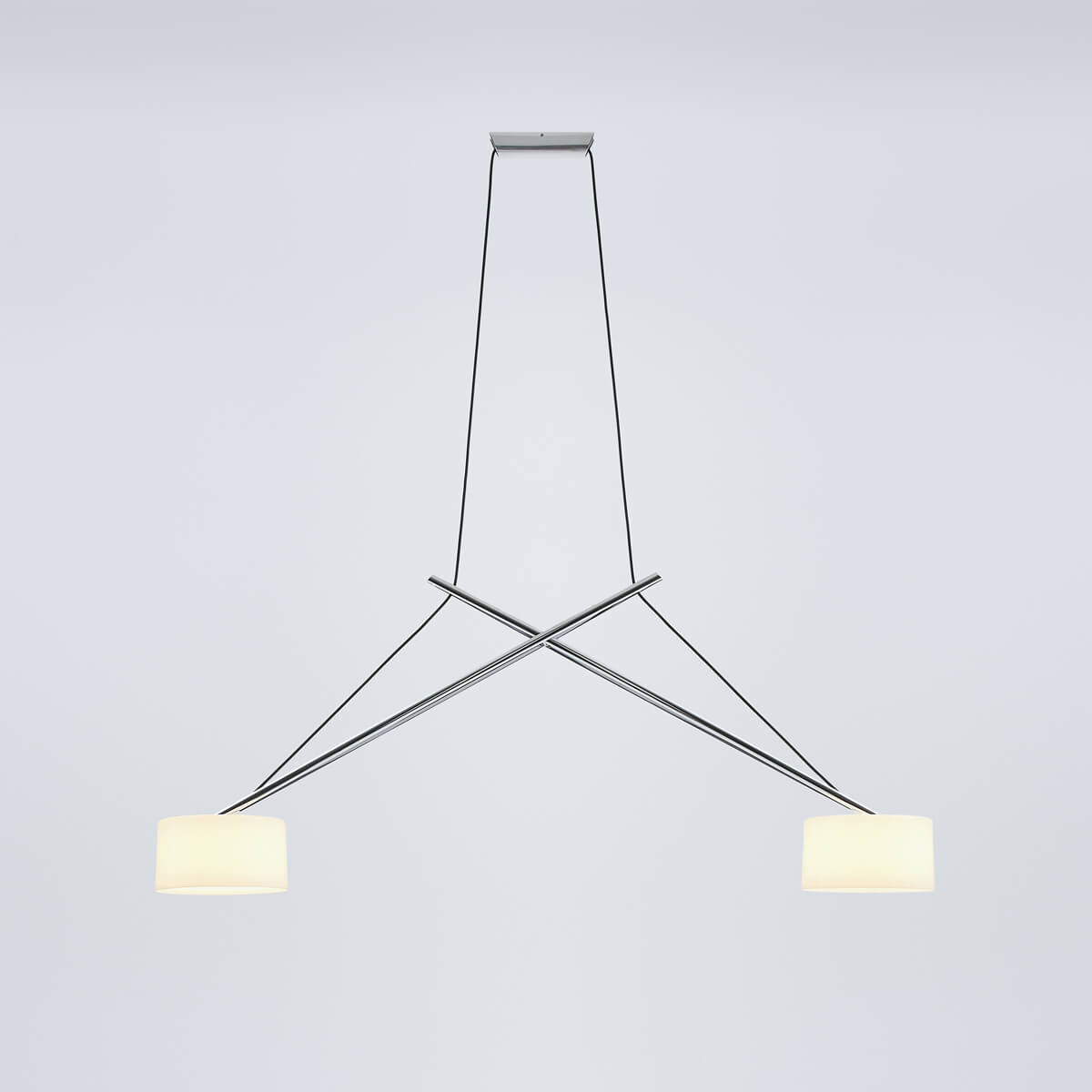 Serien.lighting Twin LED Suspension, Chrom, Schirme: Acrylglas (©Christoph Lison)