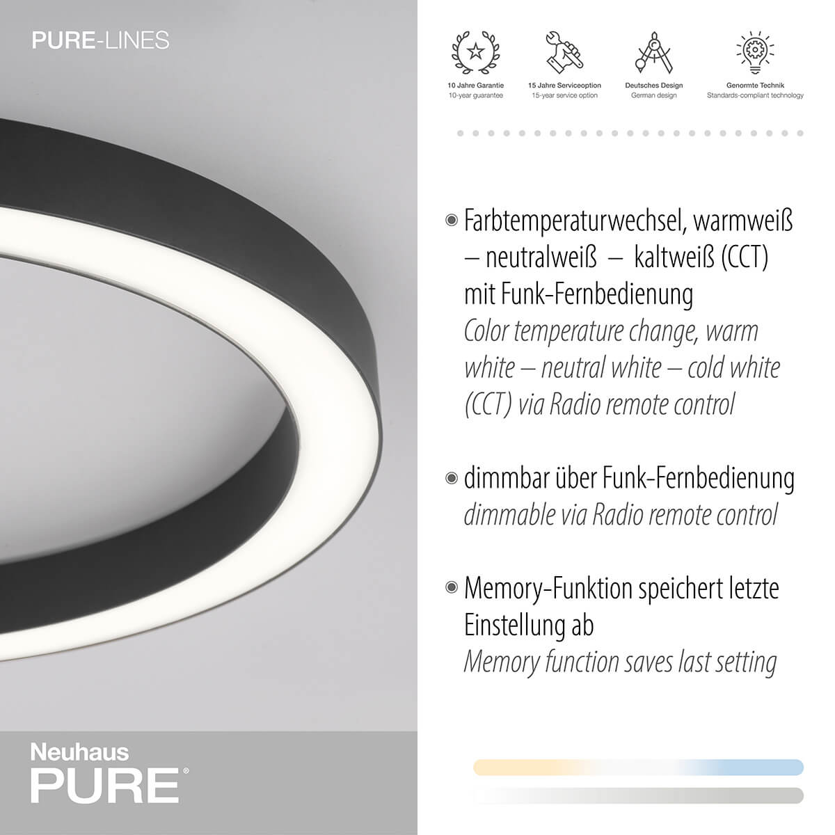 PURE Lines Round LED Deckenleuchte mit CCT