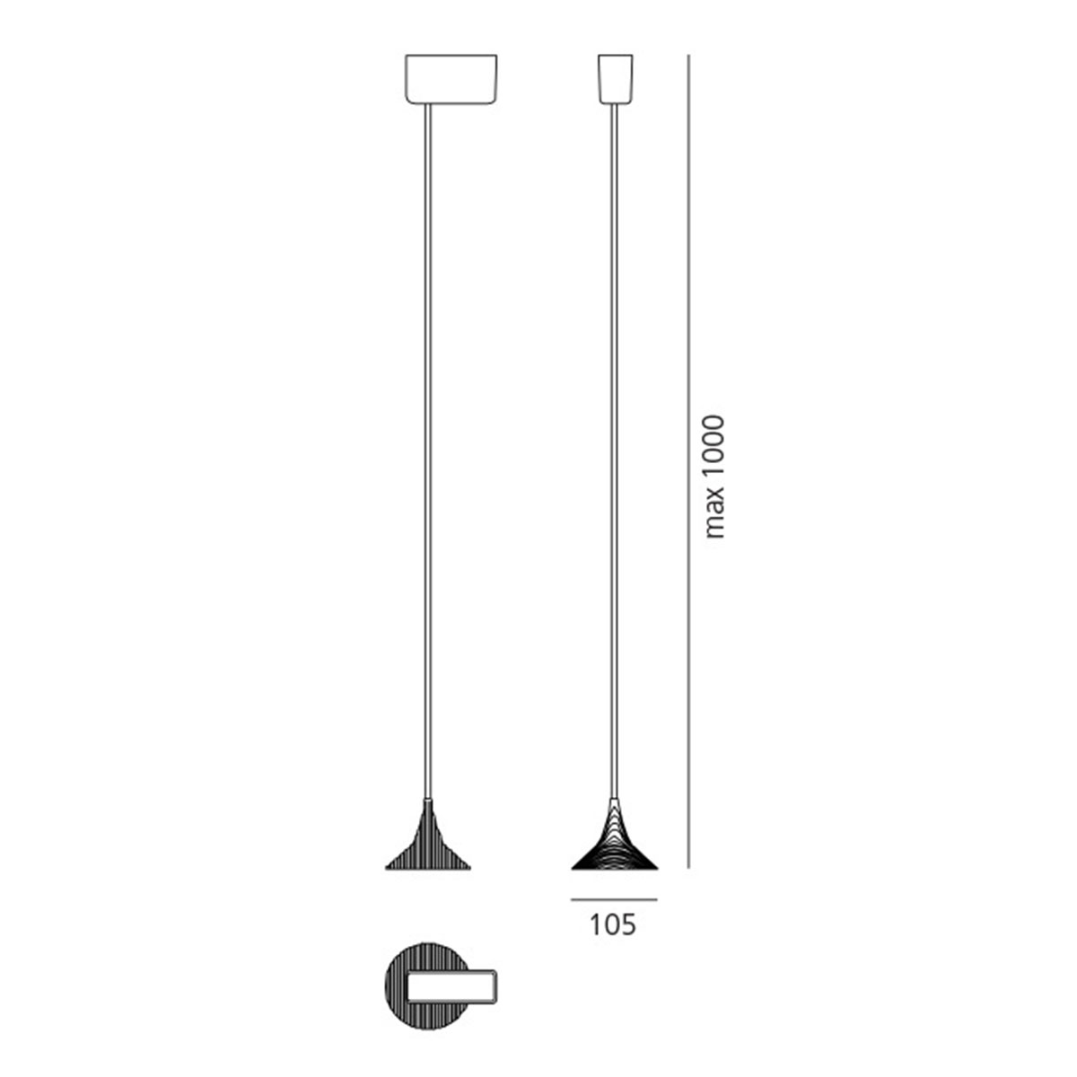 Artemide Unterlinden LED Sospensione, Maßzeichnung