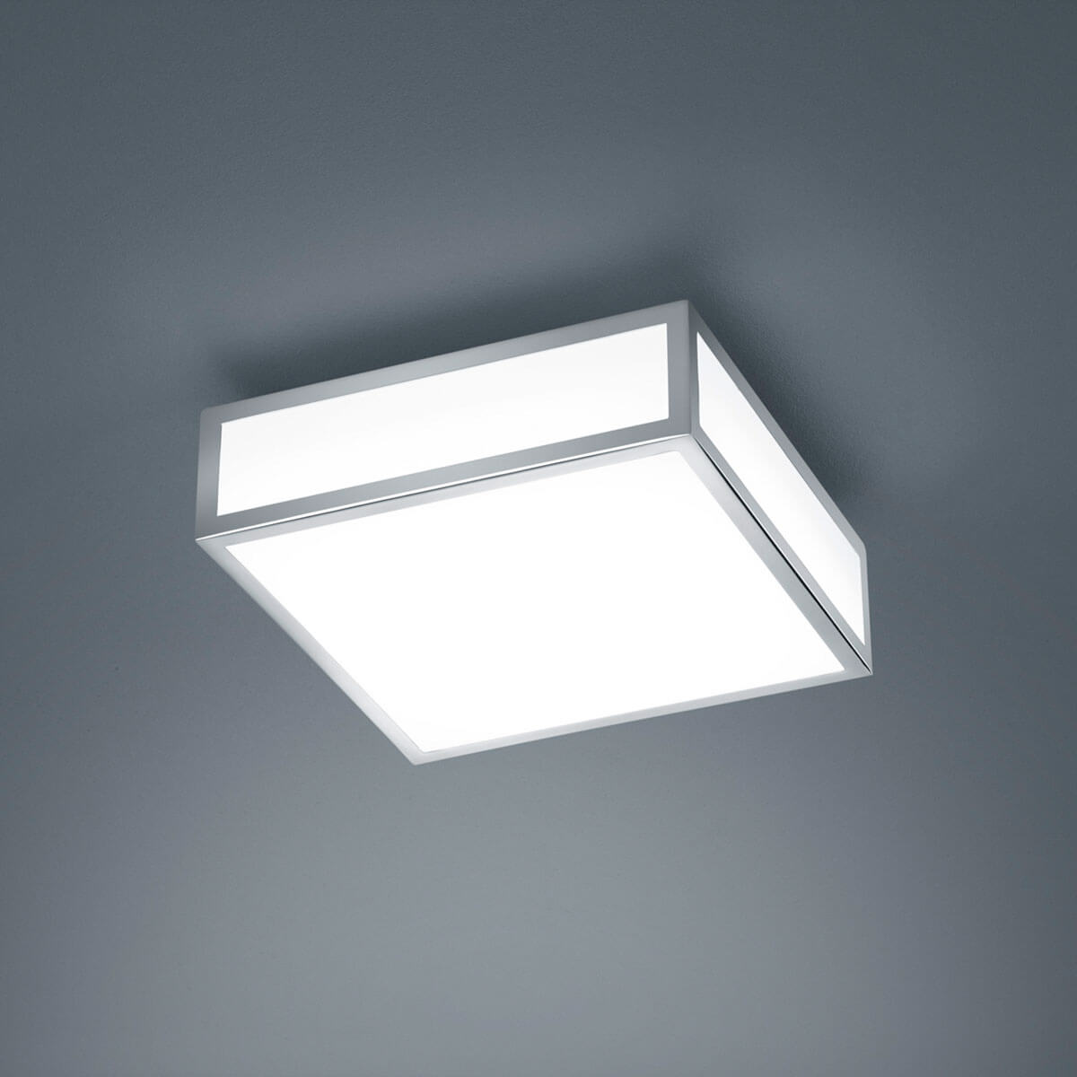 Helestra Zelo LED Deckenleuchte, eckig, 22 x 22 cm, Chrom / Opalglas satiniert