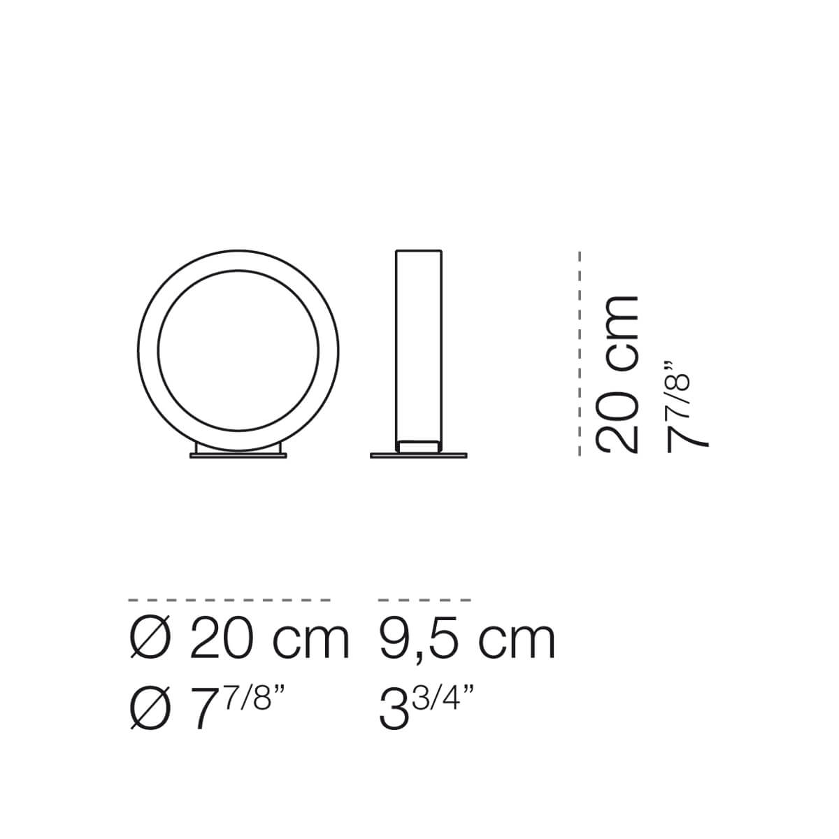 Cini & Nils Assolo Appoggio LED Tischleuchte, Maßzeichnung