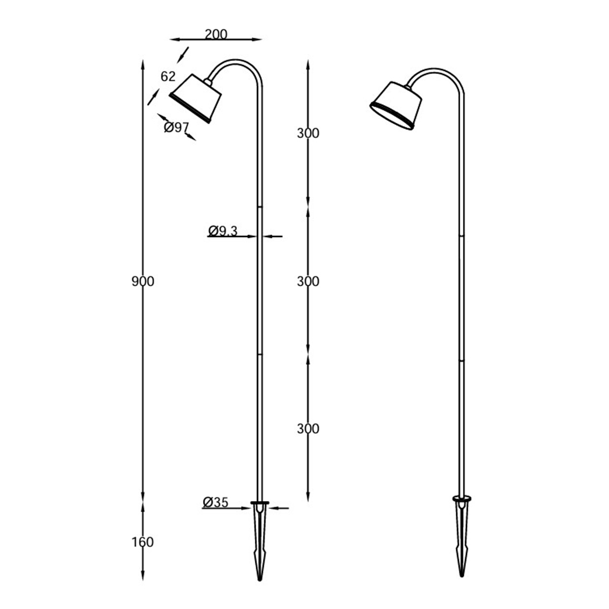 Fabas Luce Armanda LED Akkuleuchten-Set mit Erdspieß, Abmessungen