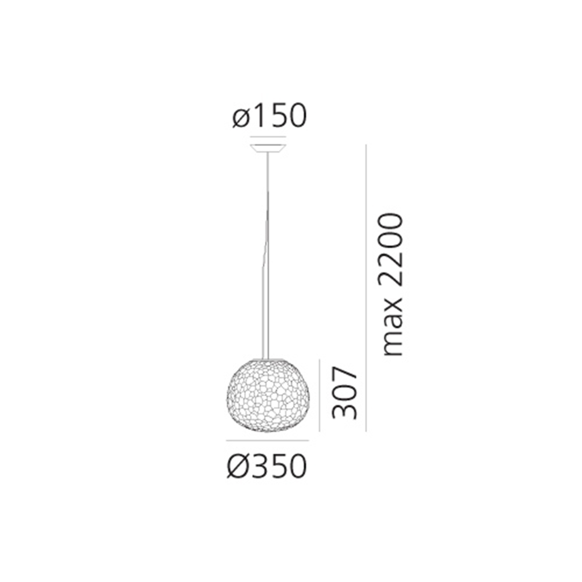 Artemide Design Meteorite Sospensione Ø: 35 cm, Maßzeichnung