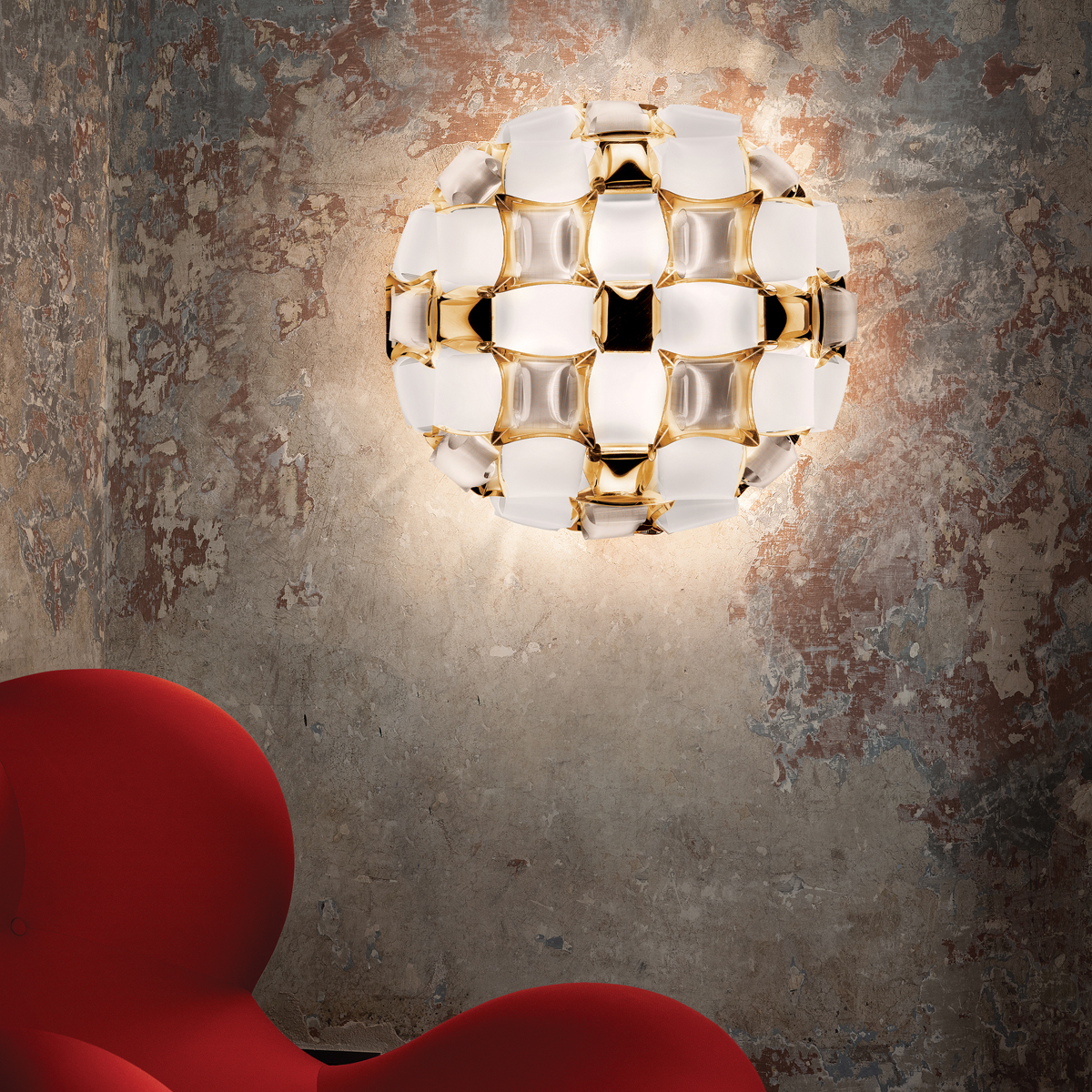 Slamp Mida Ceiling / Wall Medium, white/gold (weiß/gold)