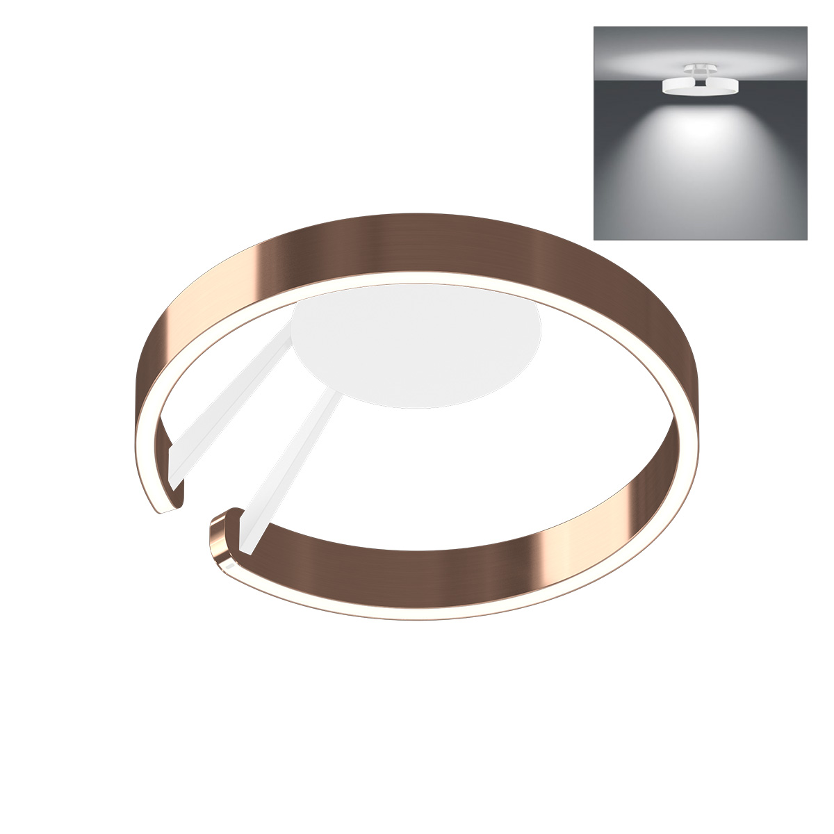 Occhio Mito aura 40 wide LED Wand- / Deckenleuchte, Base: weiß matt, Roségold