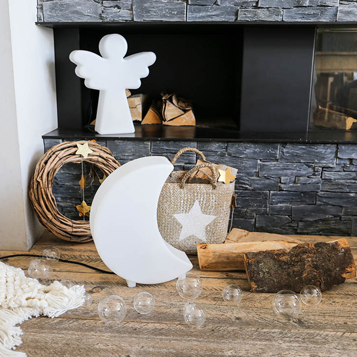 8 seasons design Shining Moon Dekoleuchte, 41 cm, weiß