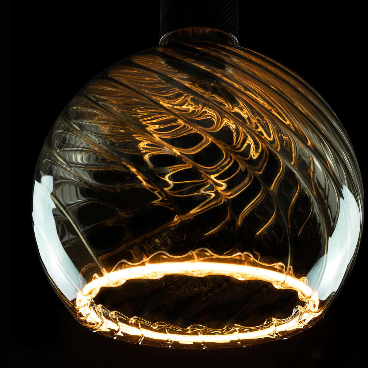 Segula LED Floating Globe 200 twisted smokey grau E27, 6 W, 1900 K, dimmbar, Ø: 20 cm
