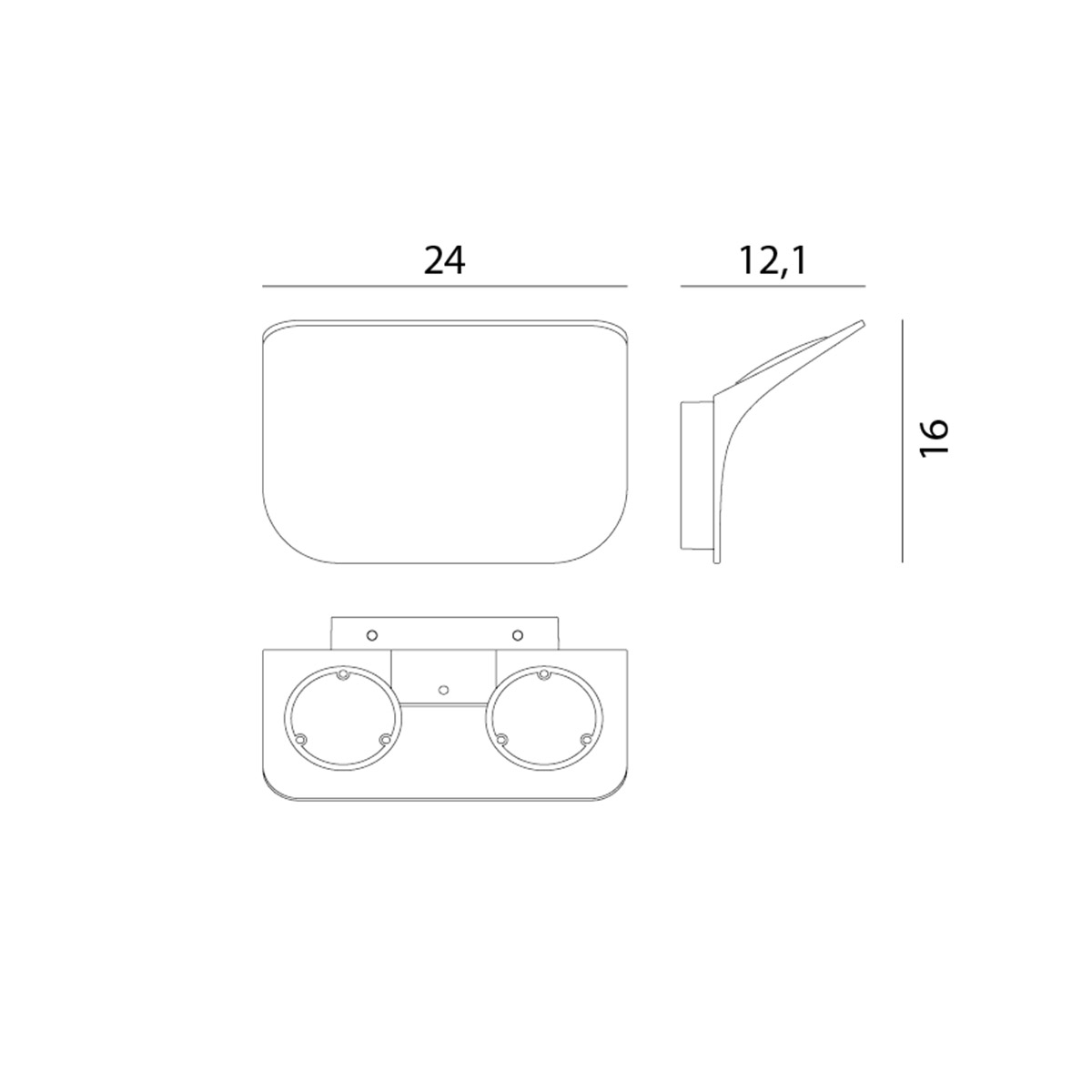 Rotaliana Tide W0 LED Wandleuchte 3000 K, Maßzeichnung