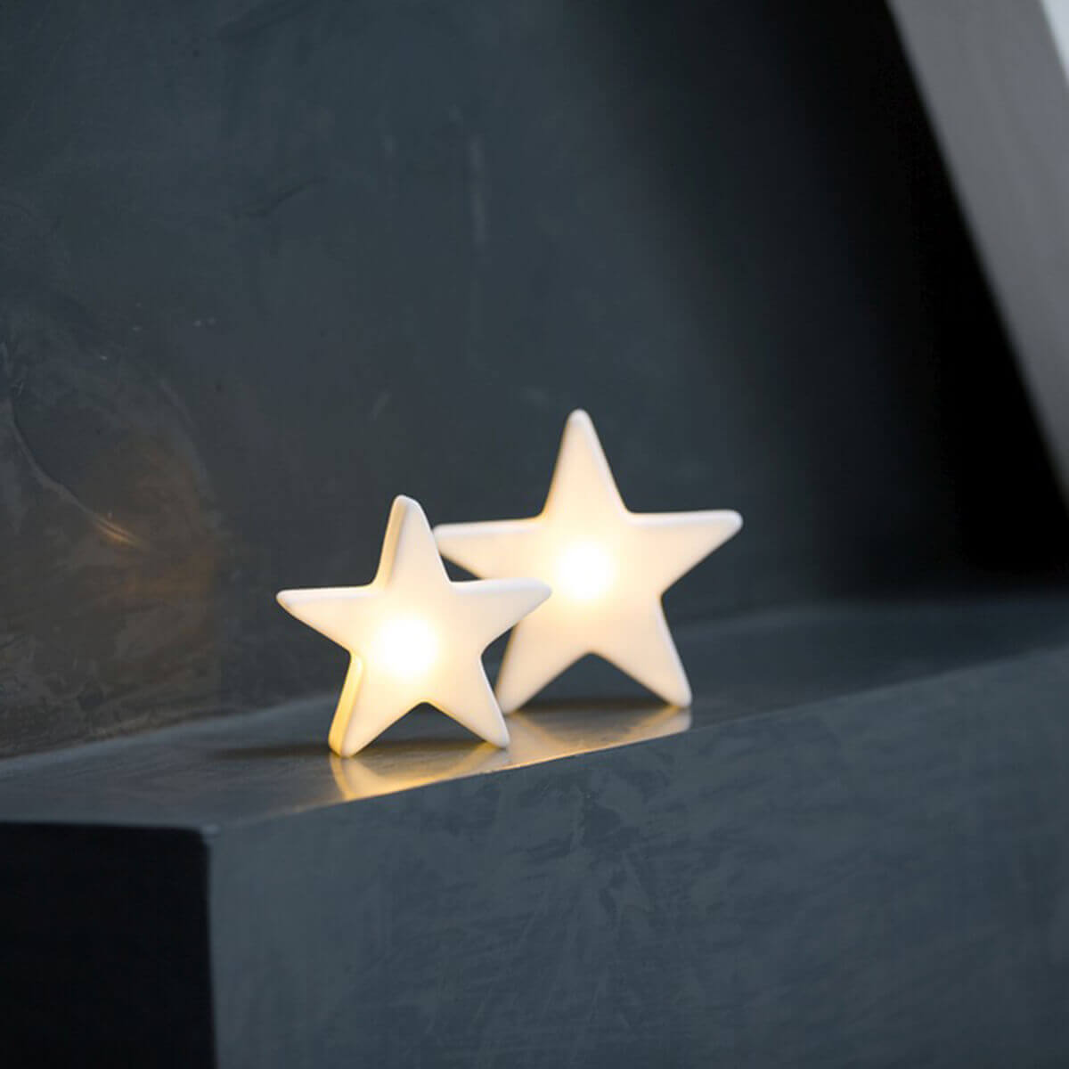 8 seasons design Shining Star Micro LED Akkuleuchte, Höhe: 9 und 12 cm, weiß