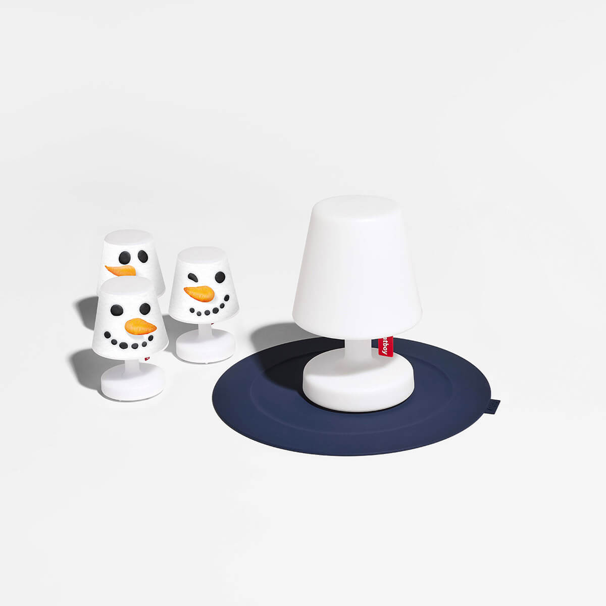 Fatboy Edison the Mini LED Akkuleuchte, 3er-Set, mit X-mas Mini Cappie Set Snowmen, weiß