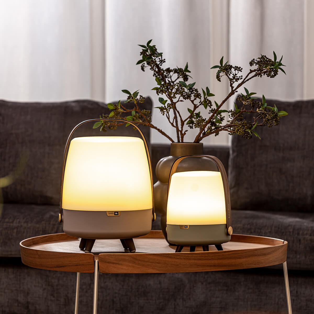 Kooduu Lite-up Play 2.0 LED Akkuleuchte & Bluetooth Lautsprecher, Earth (braun)