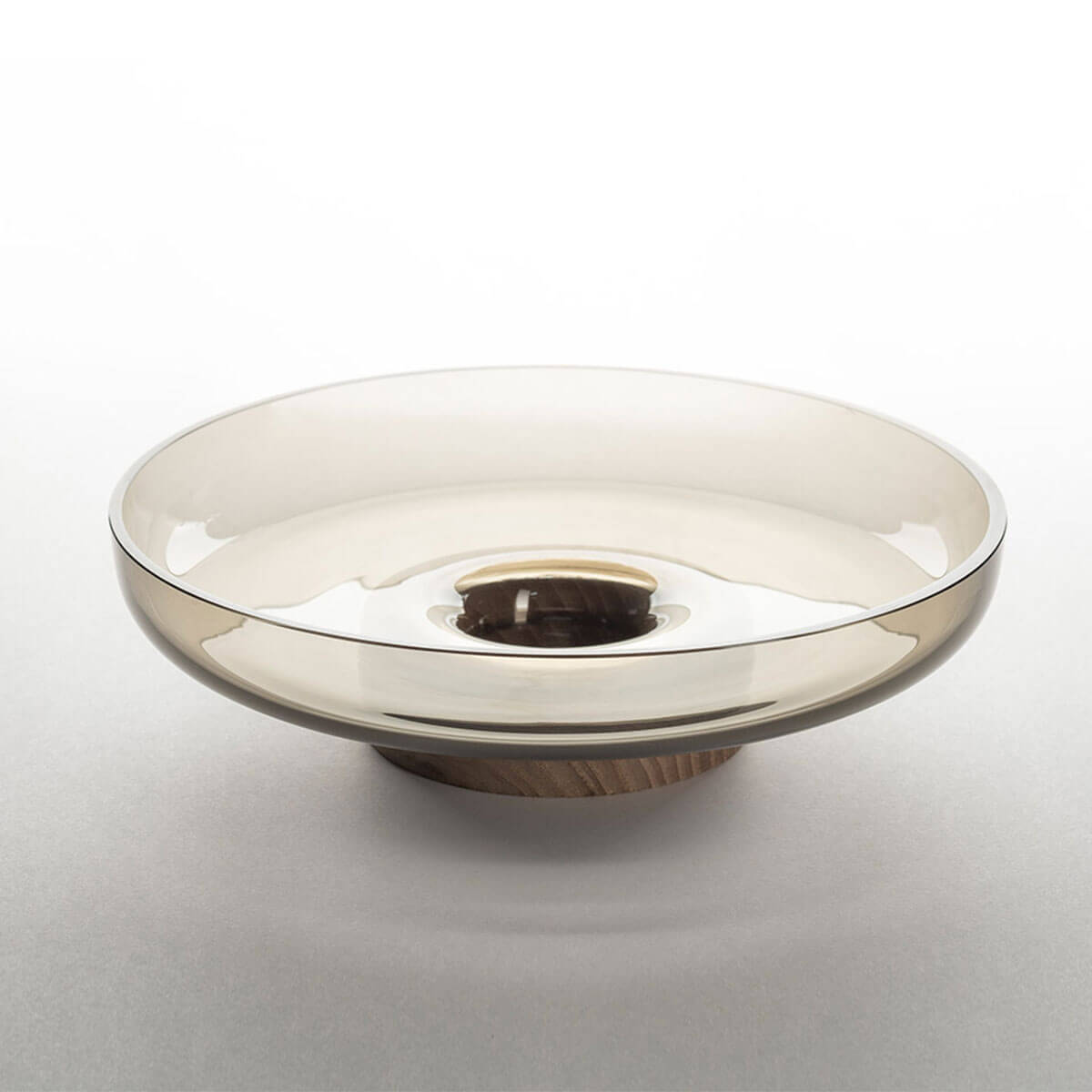 Artemide Bontà Base mit Glasteller, Holz / grau