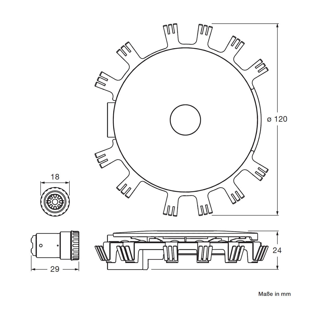 Occhio clipLED Modul Sento, 2700 K, dimmbar, 10 W, für head einseitig (Sento B, C), Maßzeichnung